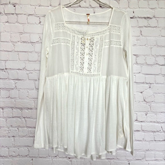 FREE PEOPLE Pretty Please Long Sleeve Embroidered Tunic--M - Picture 5 of 14